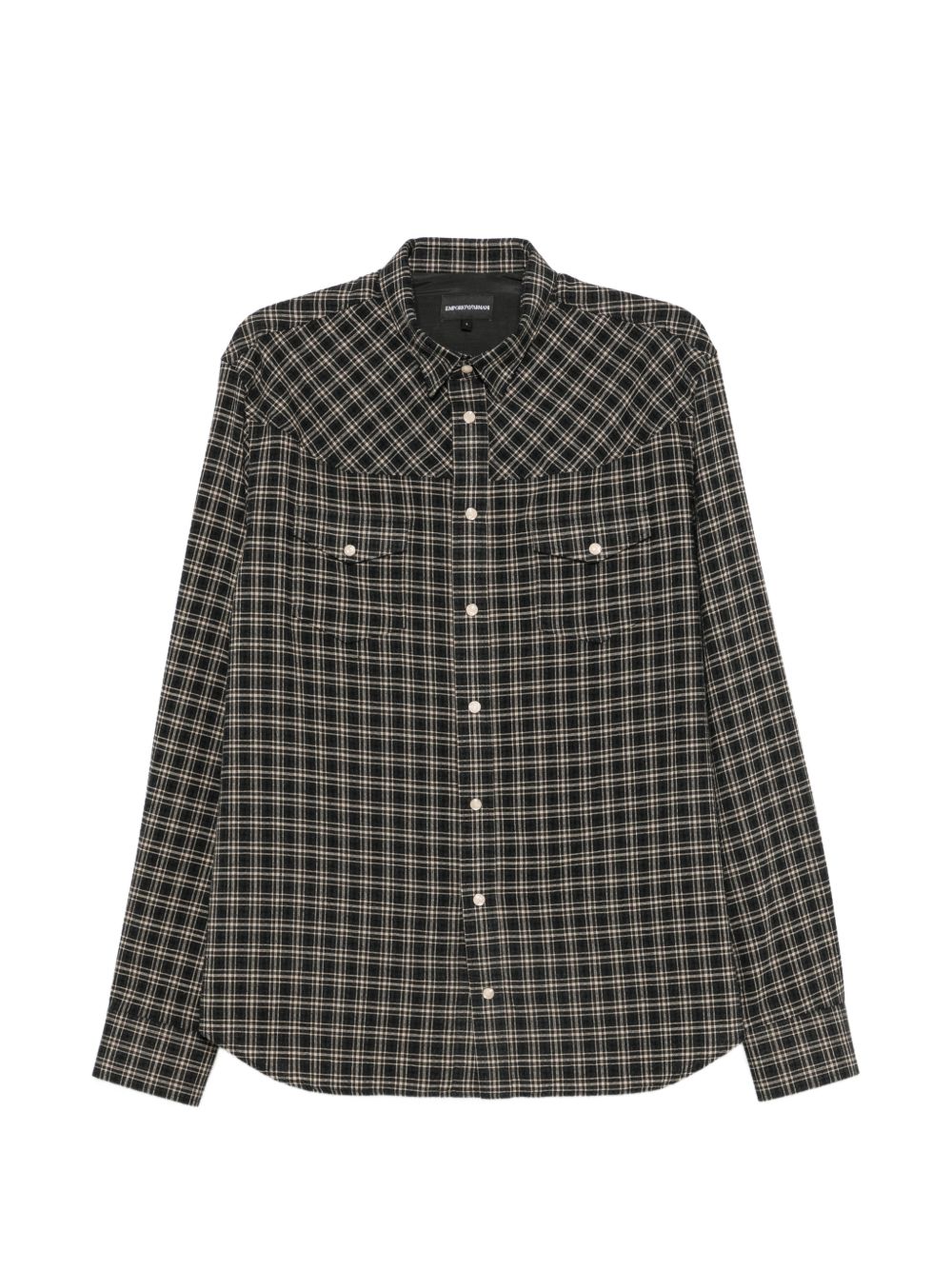 Emporio Armani Checked Flannel Shirt-Shirts-[Adult]-[Female]-L-BLACK-2022 Online Blue Zone Planet