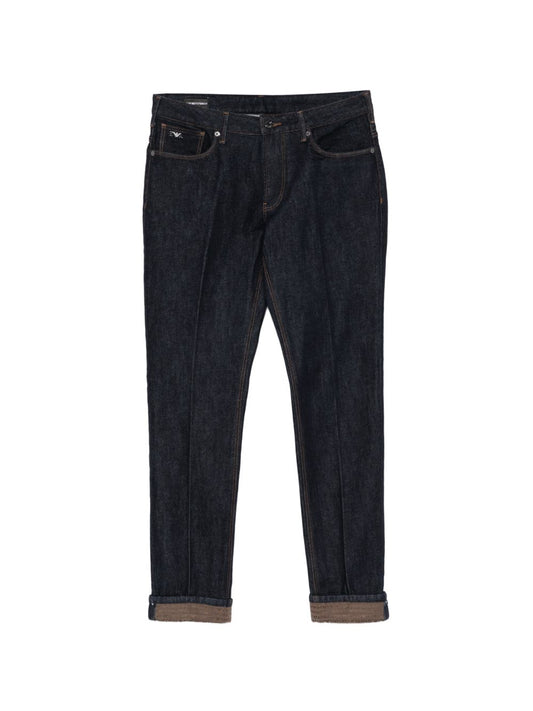 Emporio Armani Slim Denim Jeans-Jeans-[Adult]-[Female]-29-NAVY-2022 Online Blue Zone Planet