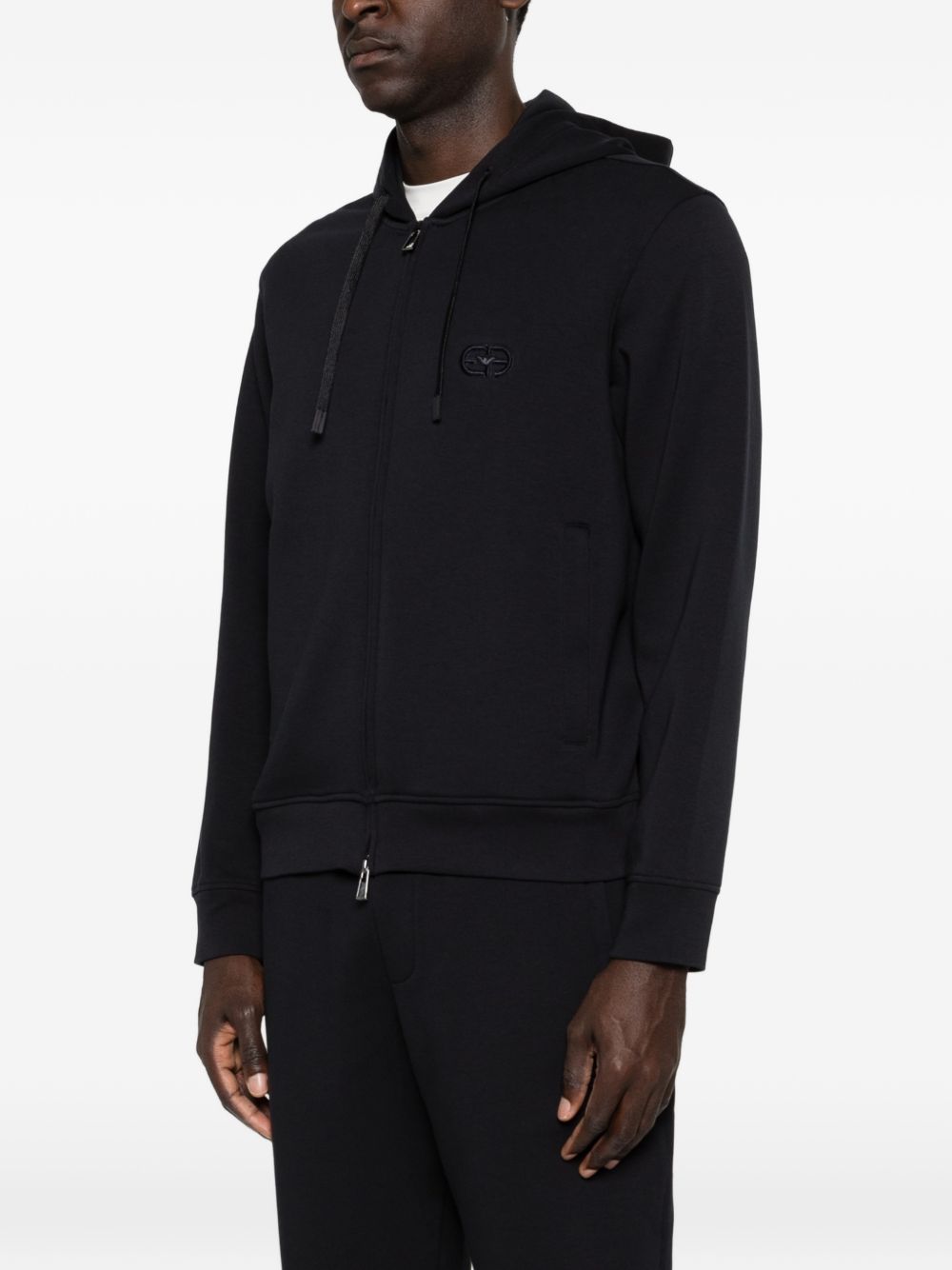 Emporio Armani Logo Cotton Hoodie-TOPS / DRESSES-[Adult]-[Female]-2022 Online Blue Zone Planet