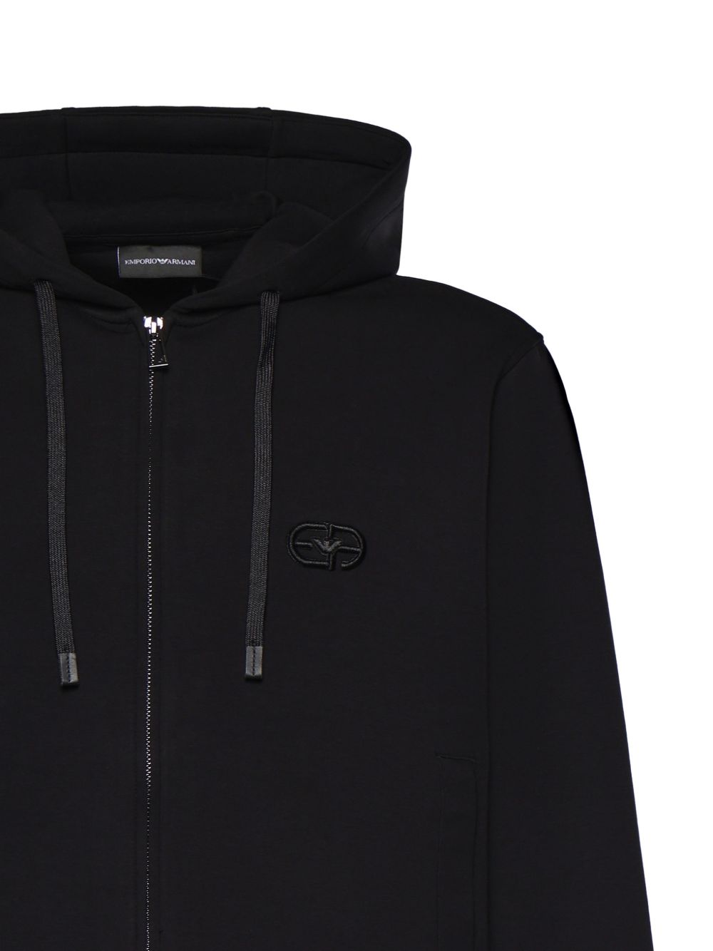 Emporio Armani Logo Cotton Hoodie-Tops / Dresses-[Adult]-[Female]-2022 Online Blue Zone Planet
