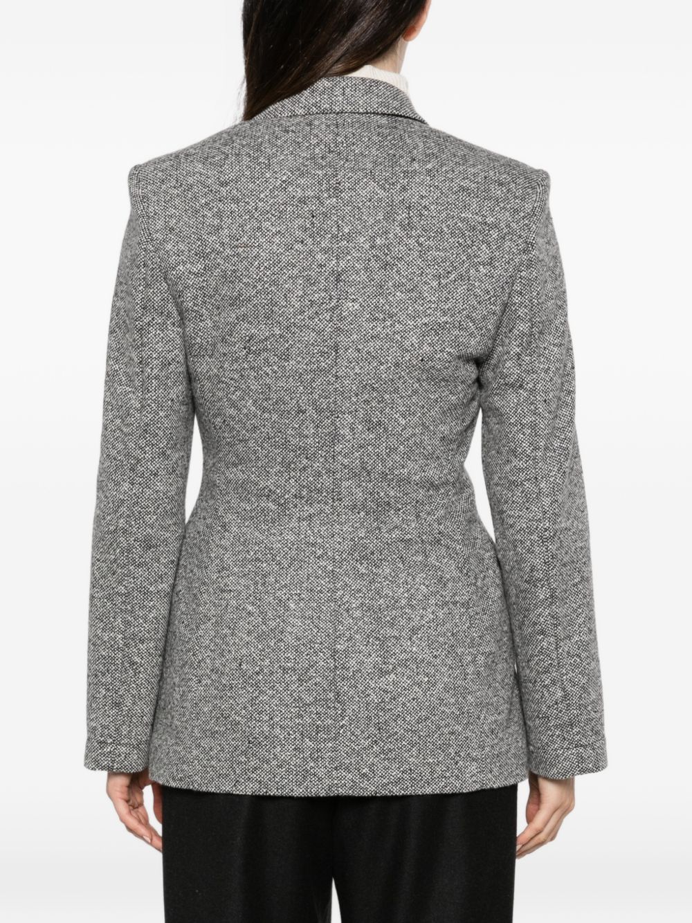 Emporio Armani Tweed Double-Breasted Blazer Jacket-Jackets-[Adult]-[Female]-2022 Online Blue Zone Planet