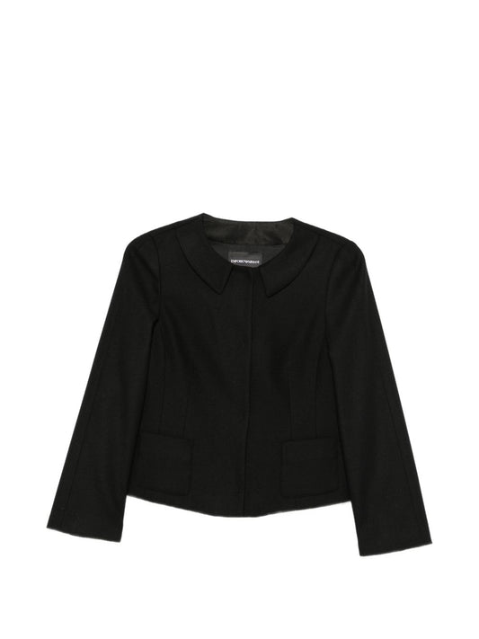 Emporio Armani Wool Blend Blazer Jacket-Jackets-[Adult]-[Female]-42-BLACK-2022 Online Blue Zone Planet