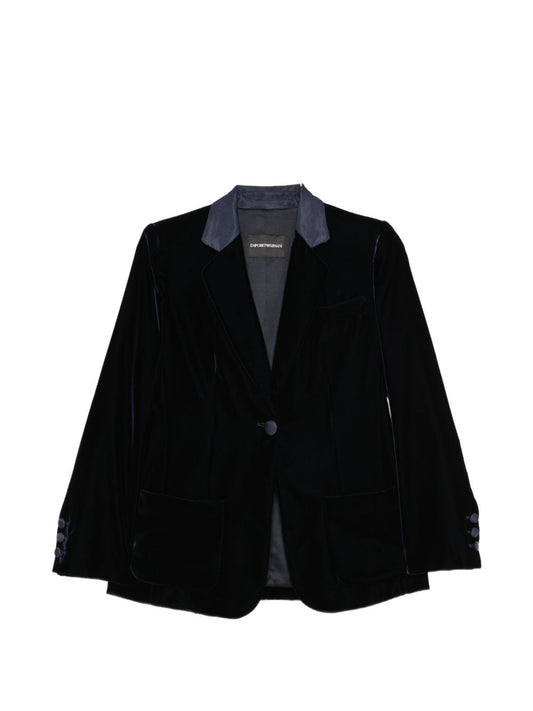 Emporio Armani Single-Breasted Blazer Jacket-Jackets-[Adult]-[Female]-40-INK-2022 Online Blue Zone Planet