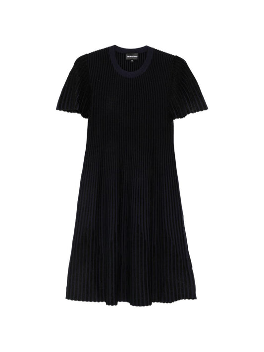 Emporio Armani Striped Midi Dress-Dresses-[Adult]-[Female]-40-BLACK-2022 Online Blue Zone Planet
