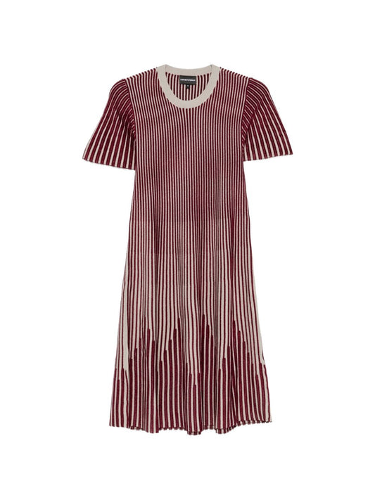 Emporio Armani Striped Midi Dress-Dresses-[Adult]-[Female]-38-BORDEAUX-2022 Online Blue Zone Planet