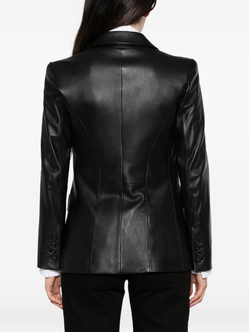 Emporio Armani Leather Blazer Jacket-Jackets-[Adult]-[Female]-2022 Online Blue Zone Planet