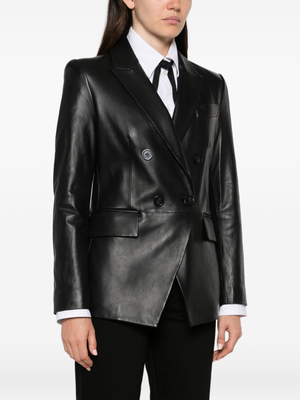 Emporio Armani Leather Blazer Jacket-Jackets-[Adult]-[Female]-2022 Online Blue Zone Planet