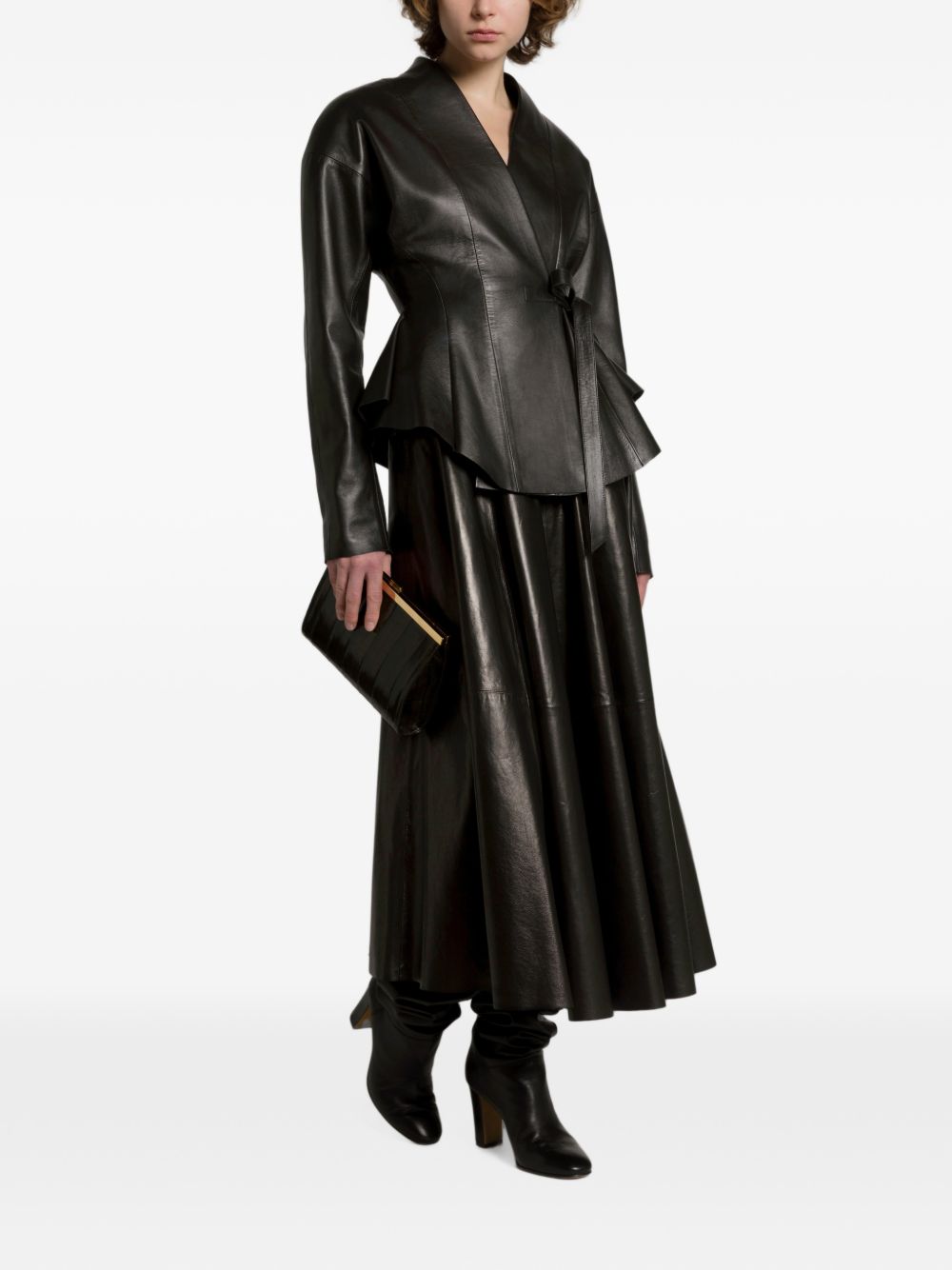 032C Faux leather midi skirt-Skirts-[Adult]-[Female]-2022 Online Blue Zone Planet