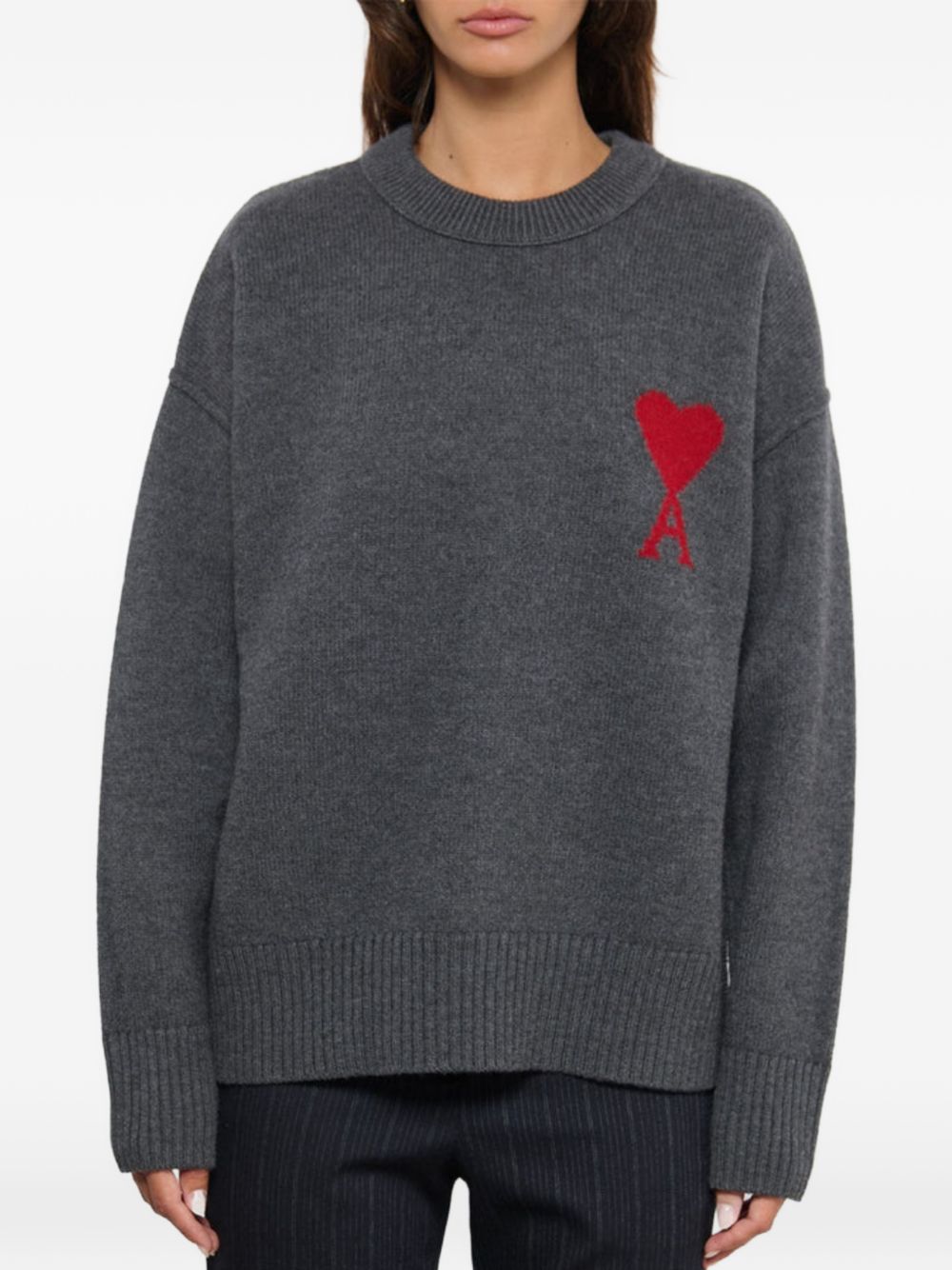 AMI PARIS Sweaters GREY-TOPS / DRESSES-[Adult]-[Female]-2022 Online Blue Zone Planet