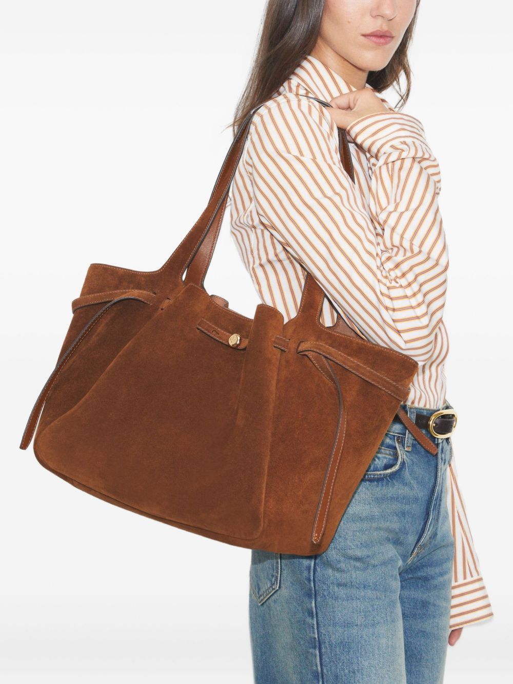 Tory Burch Romy suede leather tote-Shopper-[Adult]-[Female]-2022 Online Blue Zone Planet