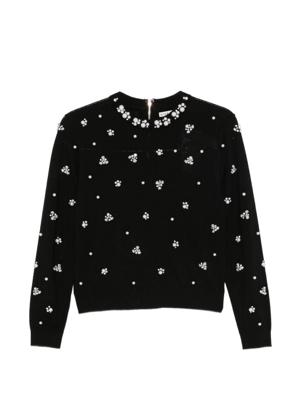 Alice + Olivia Carolee crewneck sweater-TOPS / DRESSES-[Adult]-[Female]-L-BLACK-2022 Online Blue Zone Planet