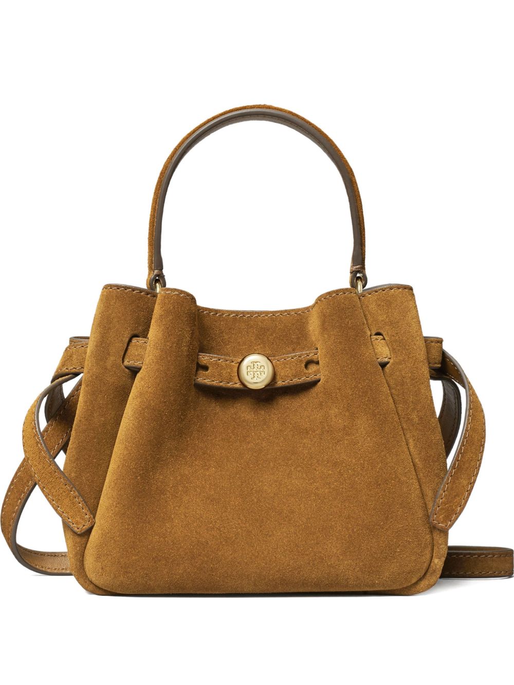 Tory Burch Romy mini suede leather bucket bag-Shoulder-[Adult]-[Female]-UNI-CAMEL-2022 Online Blue Zone Planet