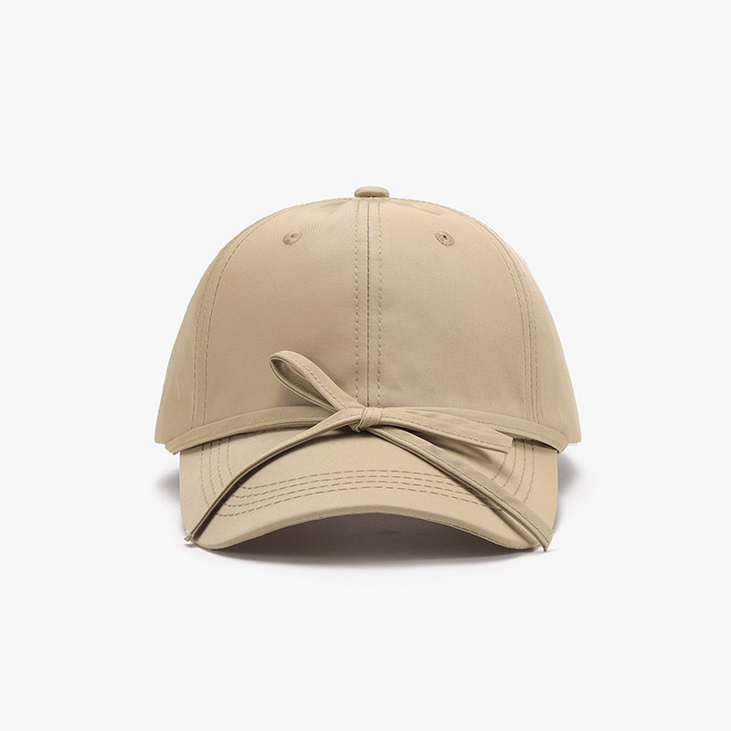 Tied Bow Cotton Baseball Cap-BASEBALL HATS-[Adult]-[Female]-Tan-One Size-2022 Online Blue Zone Planet