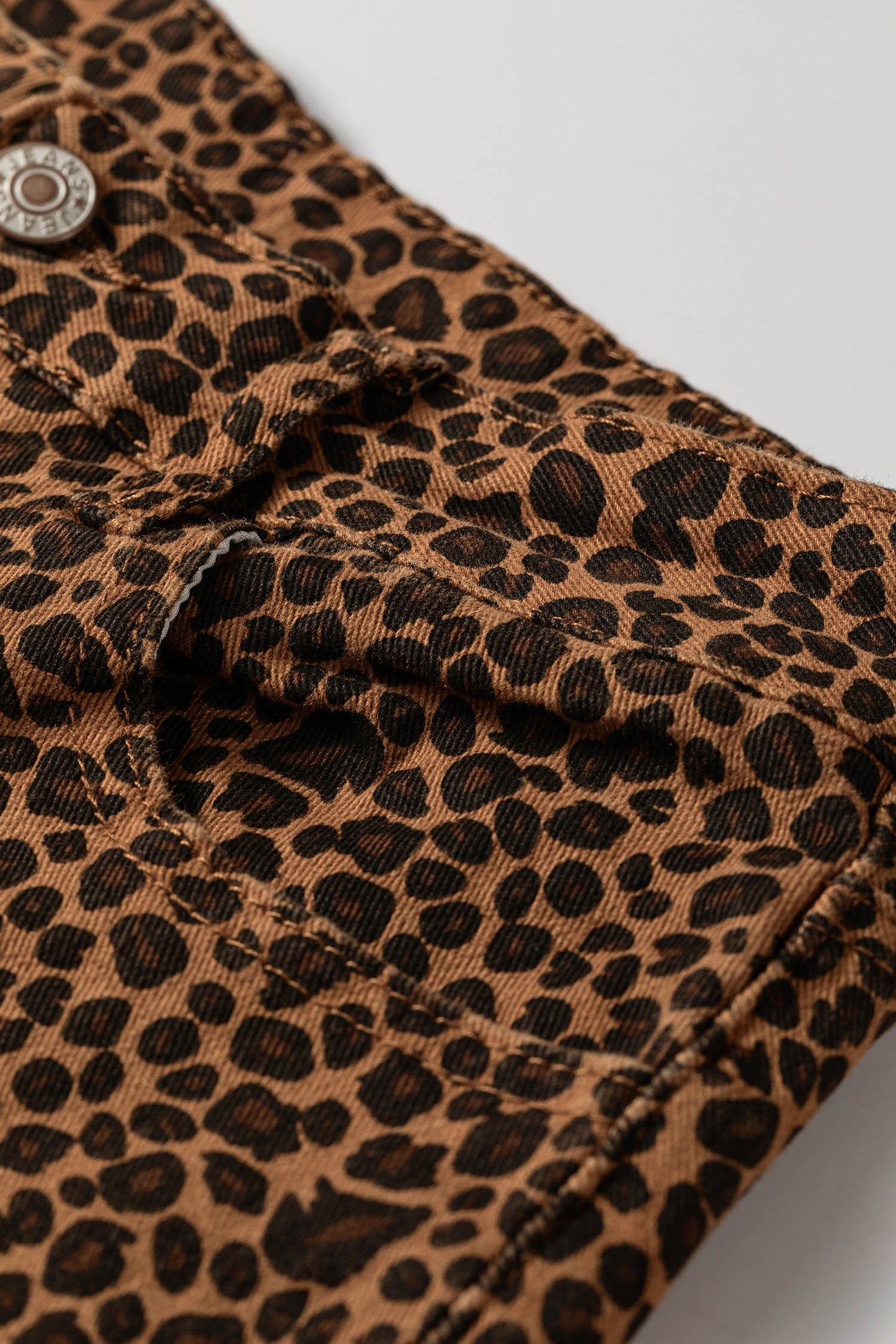 Brown Leopard Print Ruffled Hem Shift Jeans-Bottoms/Jeans-[Adult]-[Female]-2022 Online Blue Zone Planet
