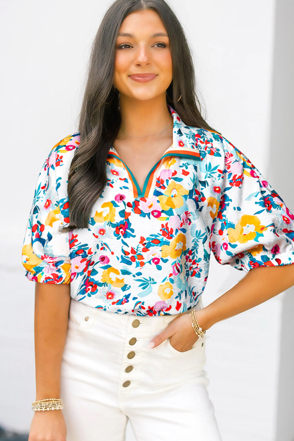 short sleeve dress blouses Button Down Shirts for Women Short Sleeve Pleated Front V Neck Shirt Tops Blouses