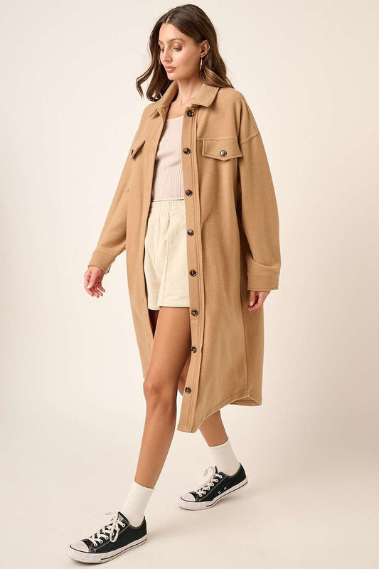 Mittoshop Button Up Drop Shoulder French Terry Longline Jacket-TOPS / DRESSES-[Adult]-[Female]-Camel-S-2022 Online Blue Zone Planet