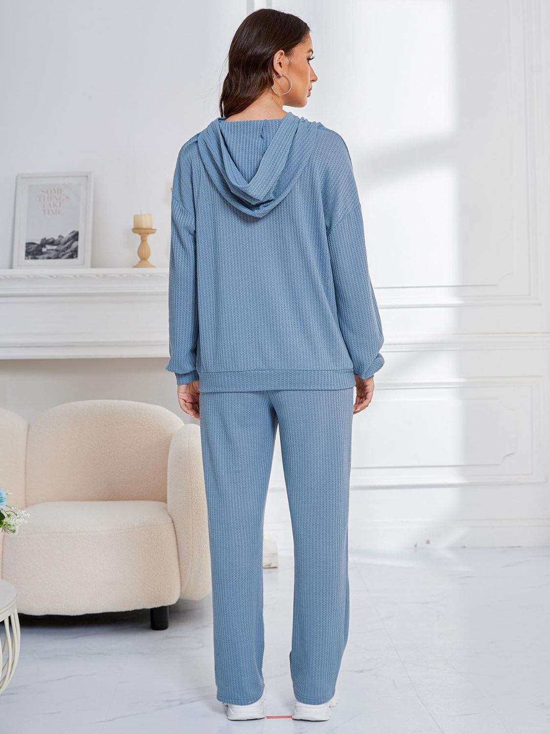 Dropped Shoulder Long Sleeve Hoodie and Pants Set-TOPS / DRESSES-[Adult]-[Female]-2022 Online Blue Zone Planet