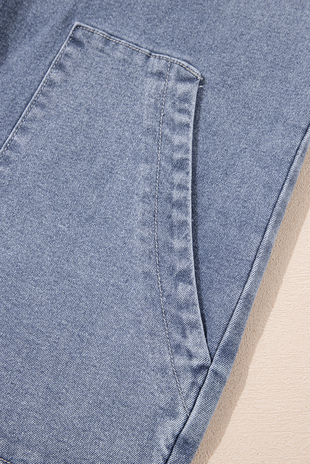 Blue Zone Planet | Stone Blue Washed Denim Half Buttons Patched Pocket Wide Leg Overalls-Bottoms/Jumpsuits & Rompers-[Adult]-[Female]-2022 Online Blue Zone Planet