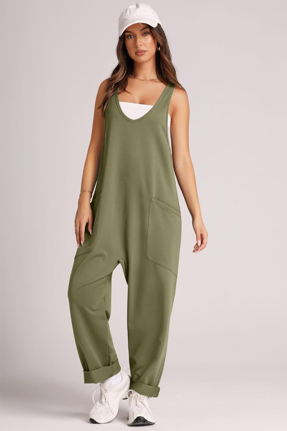 Blue Zone Planet | Wide Strap Jumpsuit with Pockets-TOPS / DRESSES-[Adult]-[Female]-2022 Online Blue Zone Planet