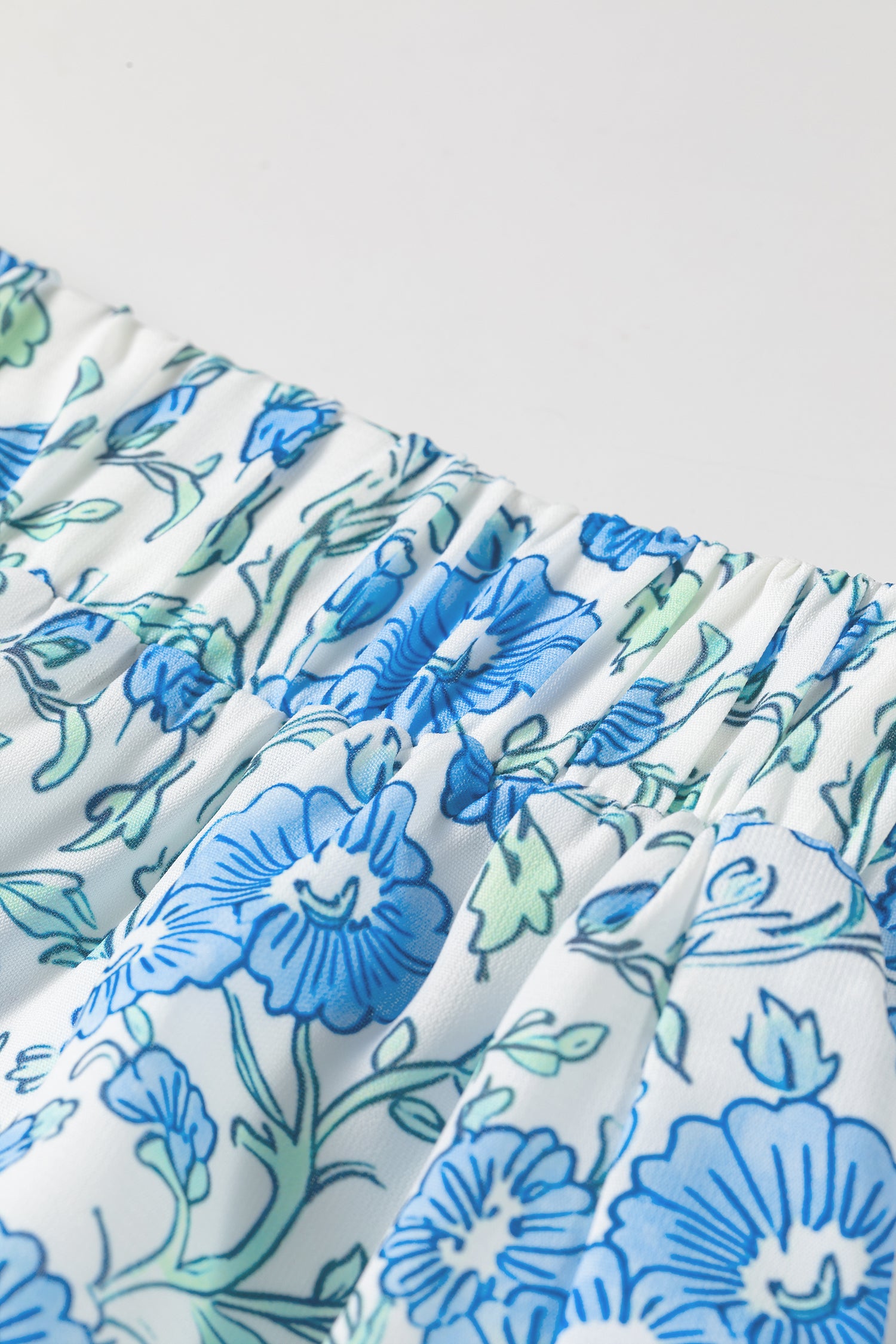 Sky Blue Summer Floral Striped Ruffle Hem Lace Tie Shorts-Bottoms/Casual Shorts-[Adult]-[Female]-2022 Online Blue Zone Planet