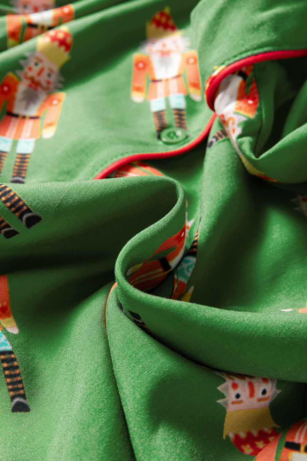 Green Christmas Candy Contrast Trim Bow Knot Silky 2pcs Pajama Set-Loungewear & Sleepwear/Sleepwear-[Adult]-[Female]-2022 Online Blue Zone Planet