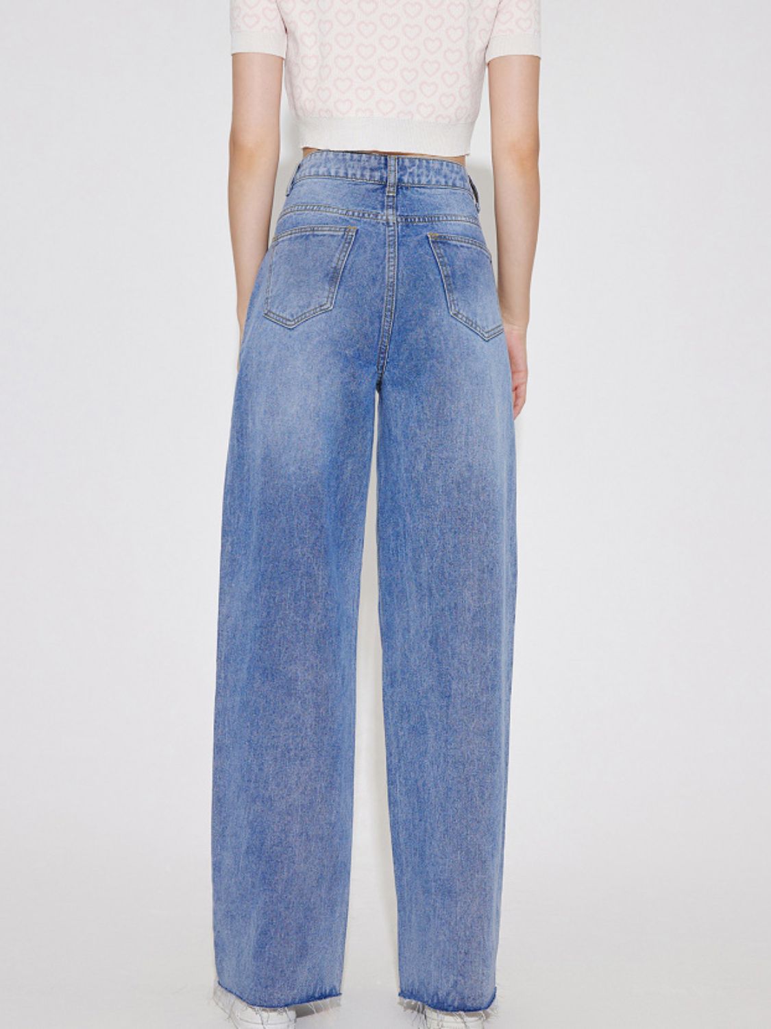 High Waist Straight Leg Jeans with Pockets-[Adult]-[Female]-2022 Online Blue Zone Planet