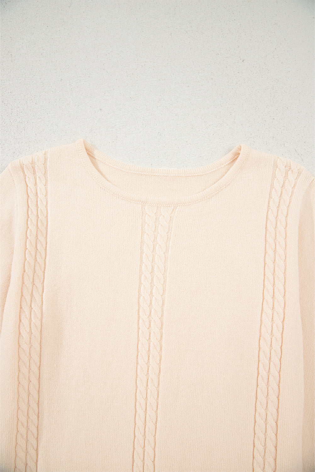 Beige Cable Texture Bohemian Ruffle Hem Patchwork Sweater-TOPS / DRESSES-[Adult]-[Female]-2022 Online Blue Zone Planet