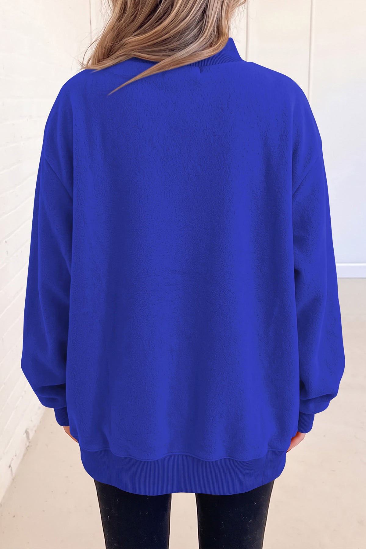 Black Oversize Drop Shoulder Reversible Mock Neck Sweatshirt-Tops/Sweatshirts & Hoodies-[Adult]-[Female]-2022 Online Blue Zone Planet