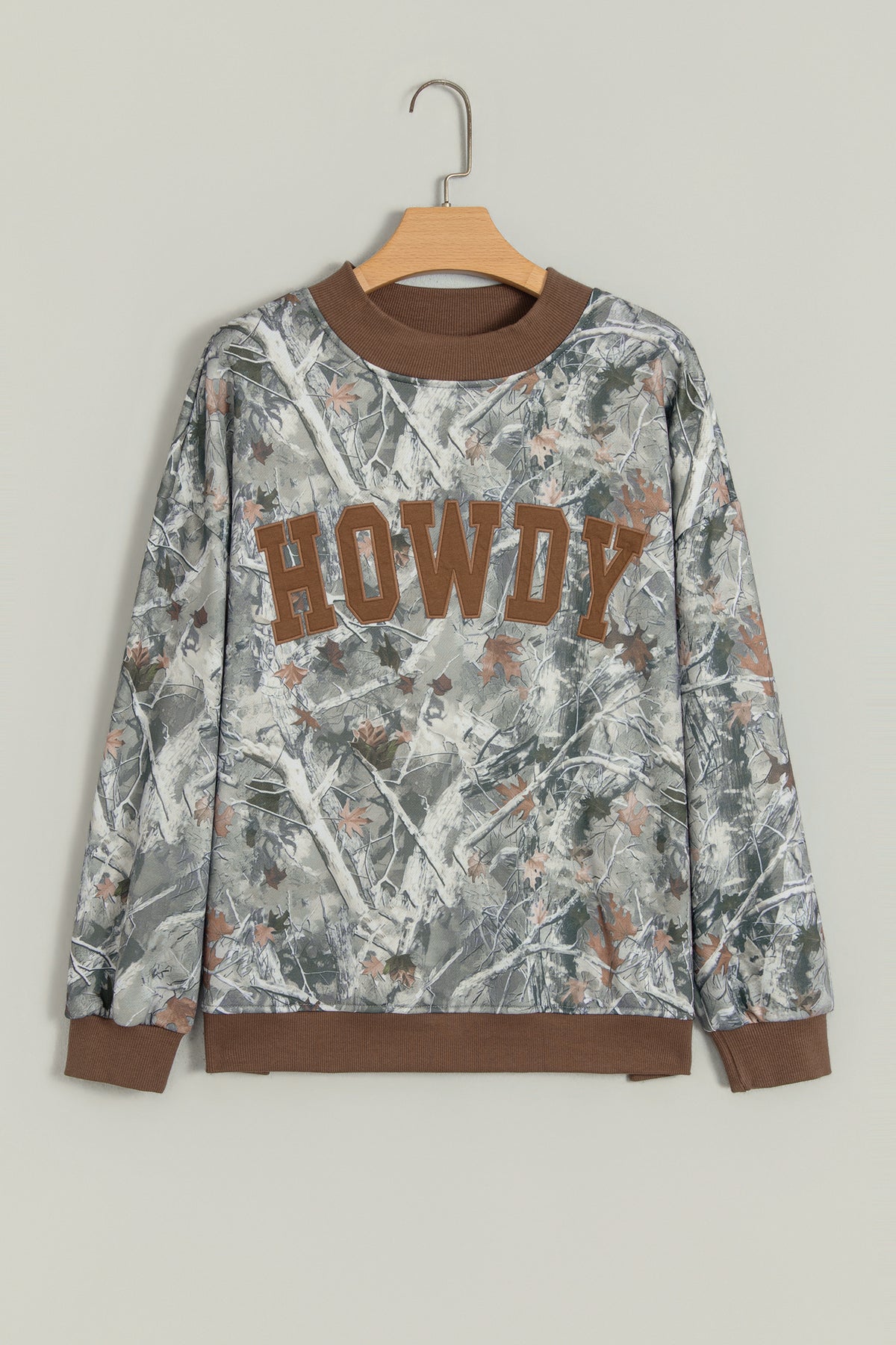 Beige Western Mallard Letter Print Baggy Pullover Sweatshirt-Tops/Sweatshirts & Hoodies-[Adult]-[Female]-2022 Online Blue Zone Planet
