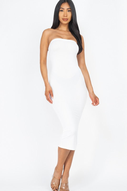 Tube Bodycon Dress-[Adult]-[Female]-White-S-2022 Online Blue Zone Planet