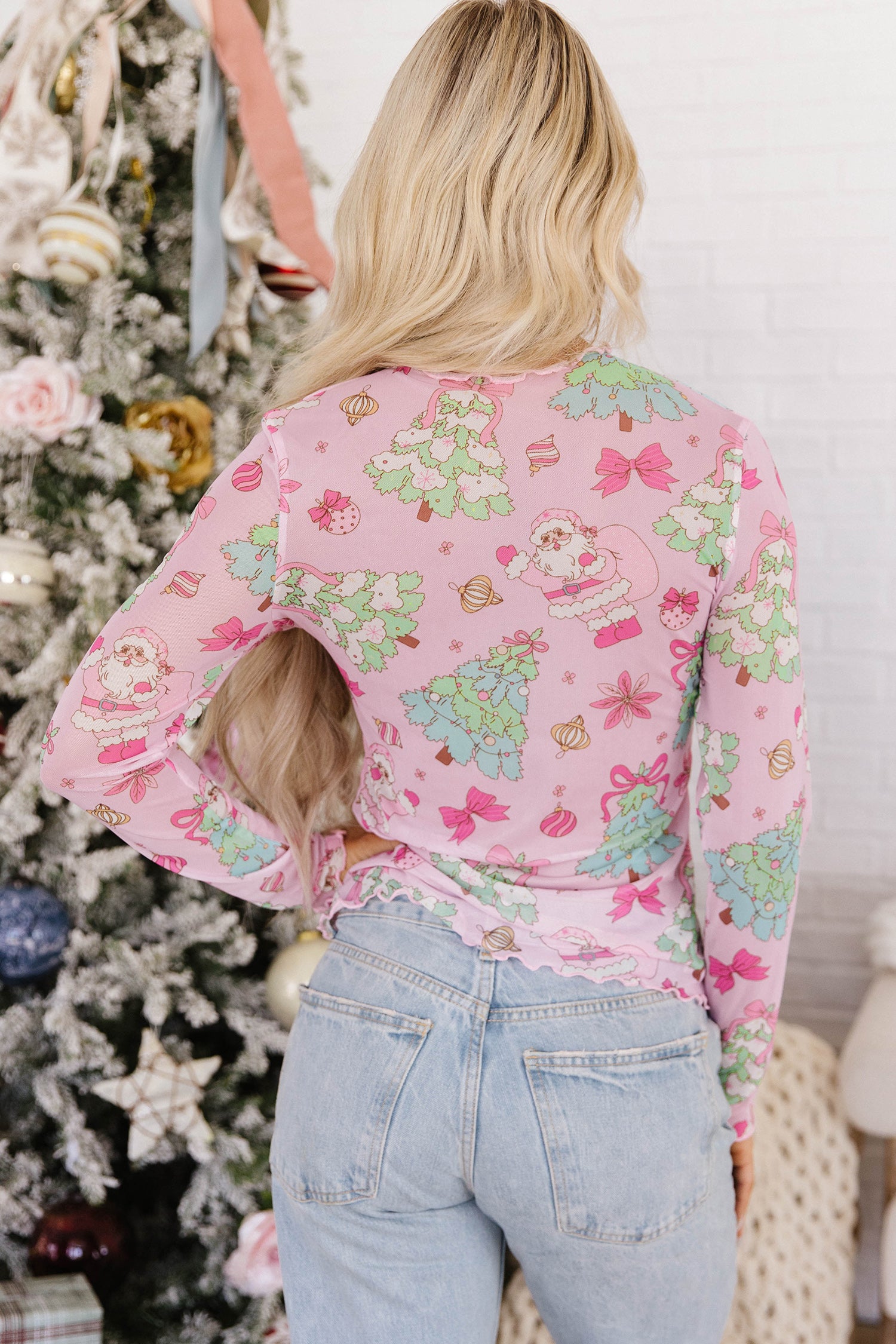 Pink Abstract Print Stand Neck Slim Fit Long Sleeve Top-Tops/Long Sleeve Tops-[Adult]-[Female]-2022 Online Blue Zone Planet