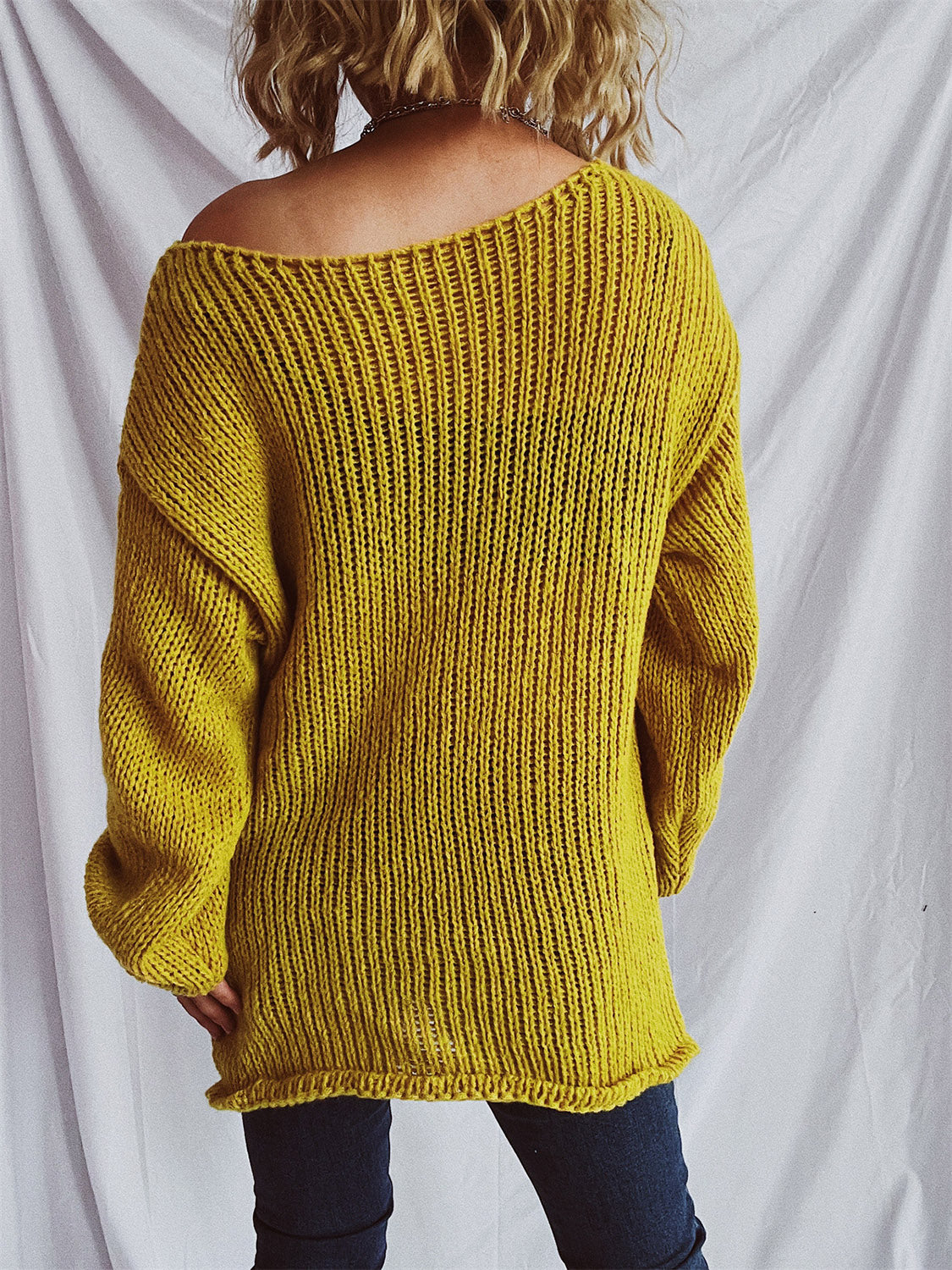 Boat Neck Dropped Shoulder Sweater-TOPS / DRESSES-[Adult]-[Female]-2022 Online Blue Zone Planet