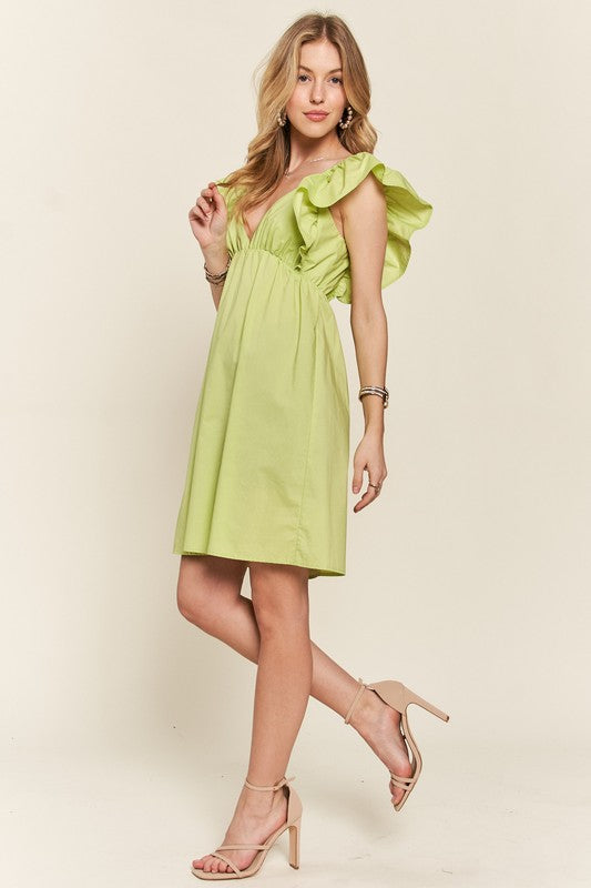ADORA Smocked Back Ruffled Cap Sleeve Babydoll Dress-TOPS / DRESSES-[Adult]-[Female]-2022 Online Blue Zone Planet