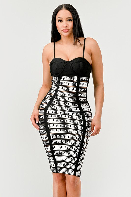 Maze Enigma Bodycon Dress-[Adult]-[Female]-2022 Online Blue Zone Planet