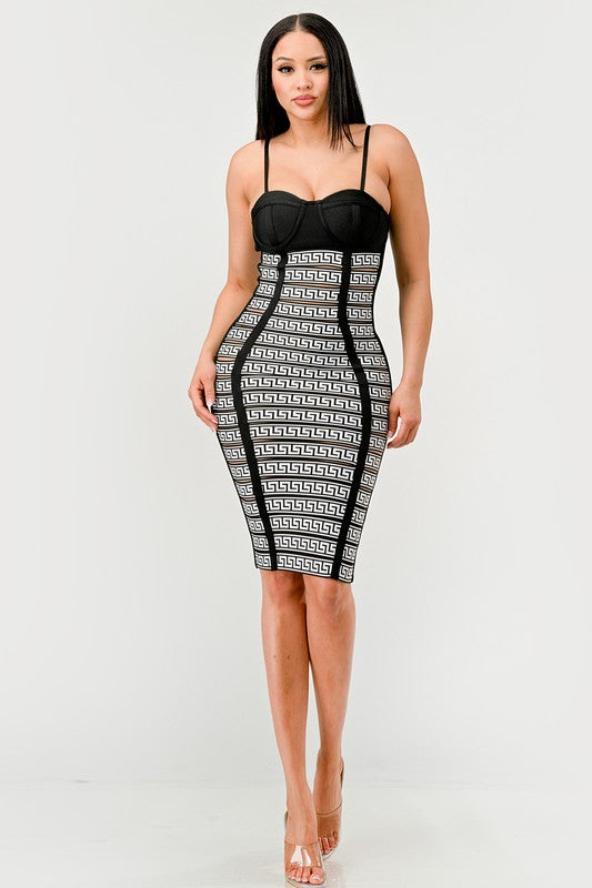 Maze Enigma Bodycon Dress-[Adult]-[Female]-2022 Online Blue Zone Planet