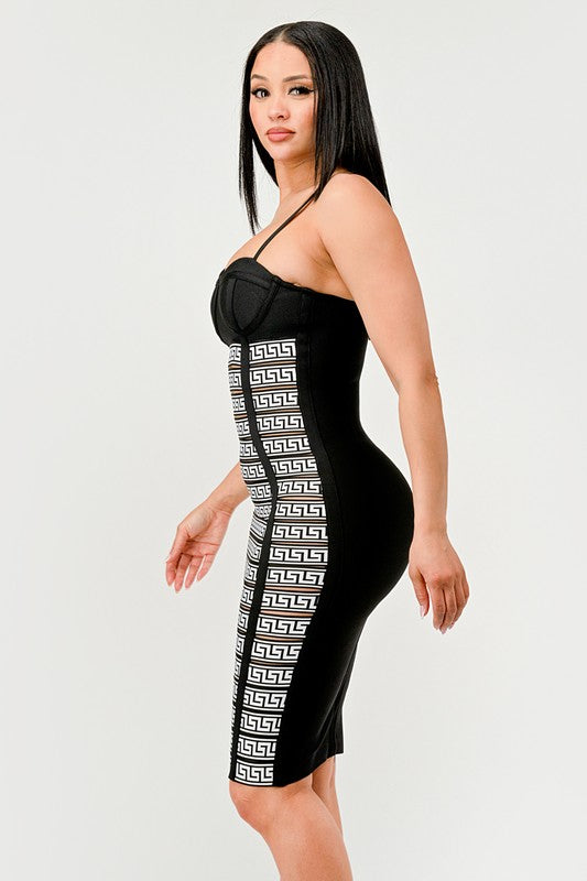 Maze Enigma Bodycon Dress-[Adult]-[Female]-2022 Online Blue Zone Planet