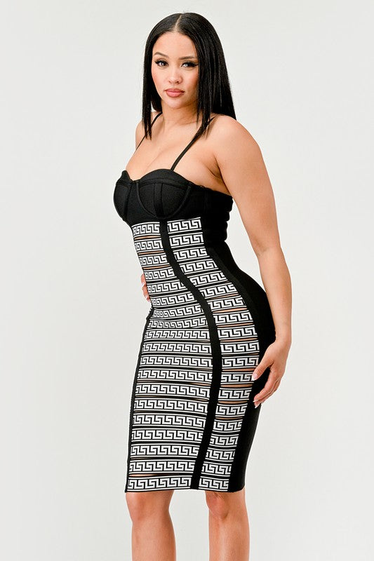 Maze Enigma Bodycon Dress-[Adult]-[Female]-2022 Online Blue Zone Planet