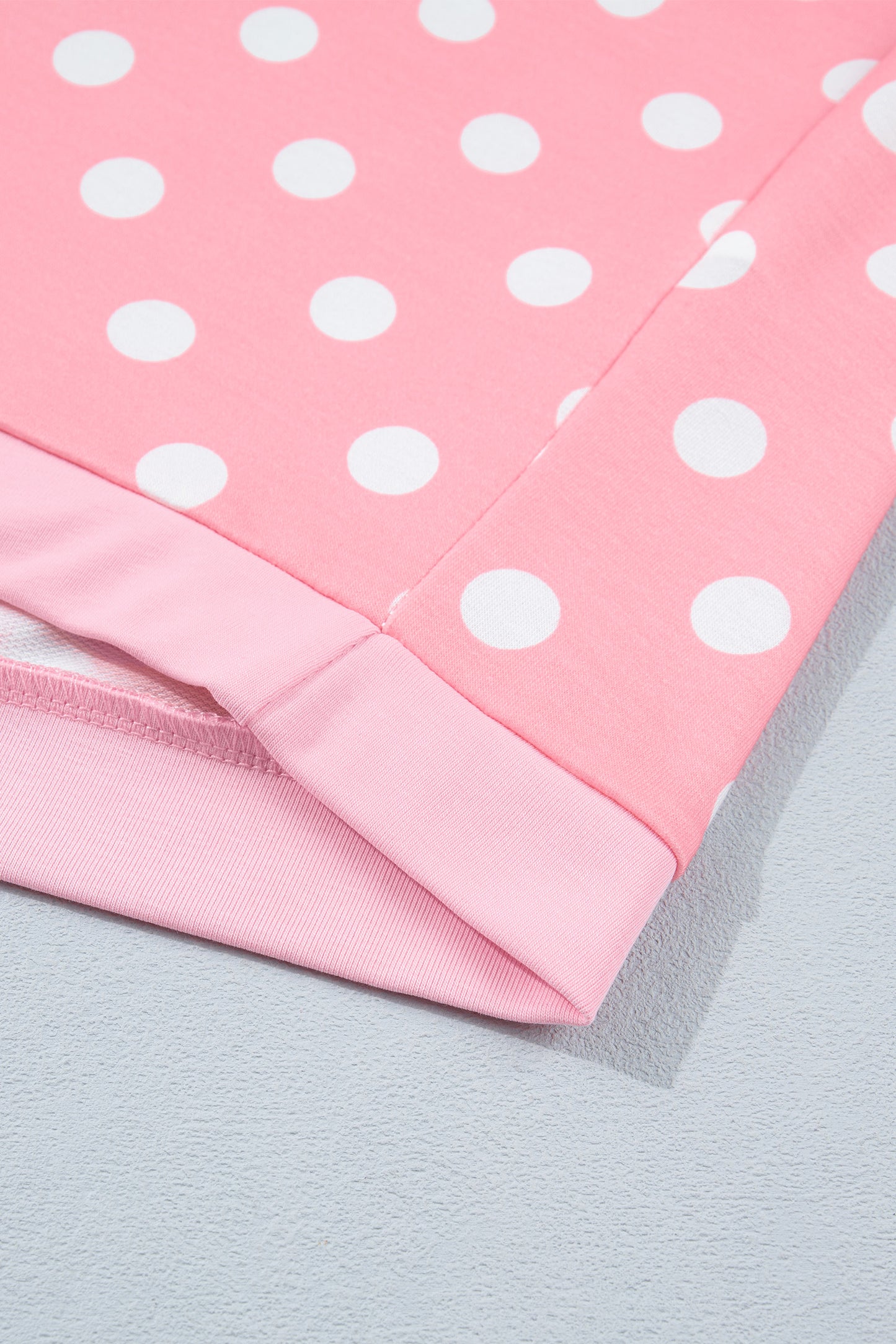 Sky Blue Polka Dot Oversized Top Drawstring Short Set-Two Piece Sets/Short Sets-[Adult]-[Female]-2022 Online Blue Zone Planet