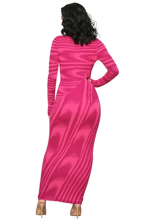 Carly's Pink Waves Maxi Bodycon Dress-TOPS / DRESSES-[Adult]-[Female]-2022 Online Blue Zone Planet