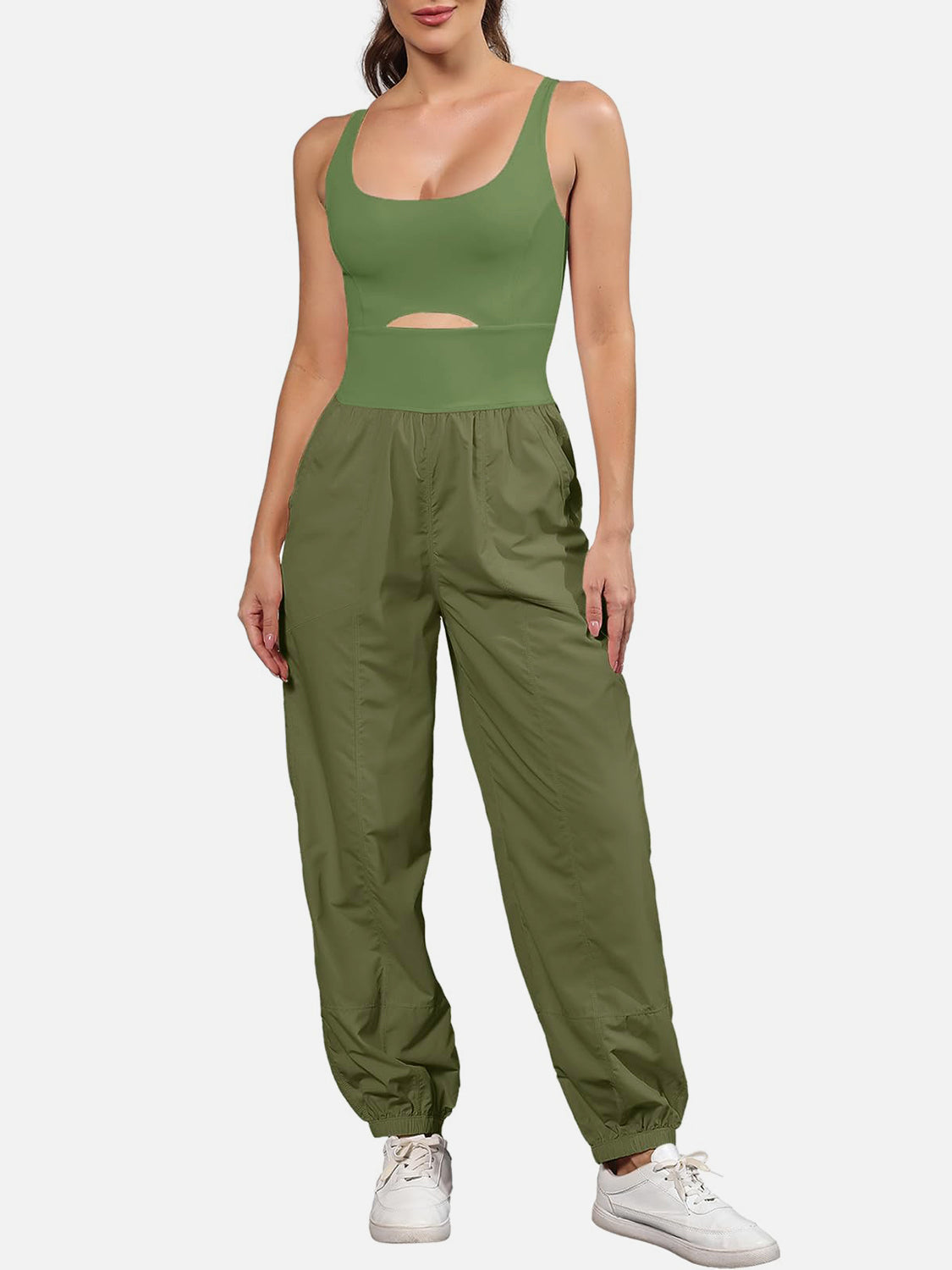 Cutout Scoop Neck Wide Strap Jumpsuit-TOPS / DRESSES-[Adult]-[Female]-Moss-S-2022 Online Blue Zone Planet