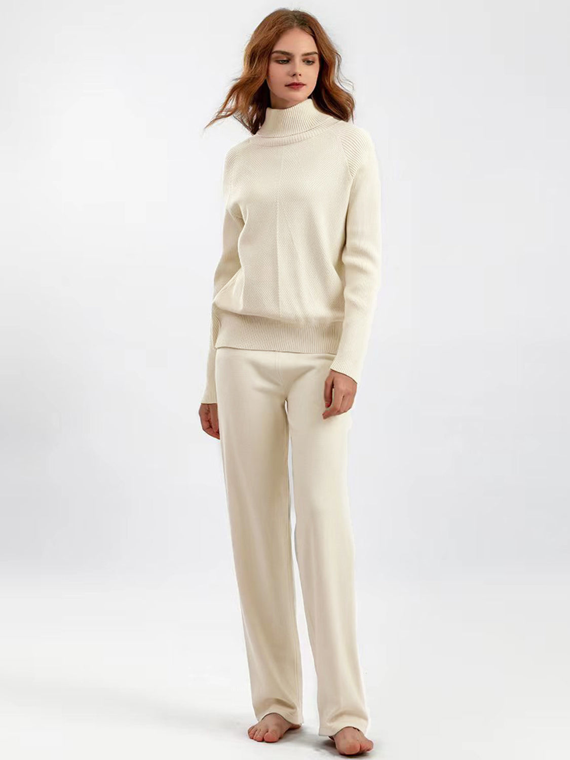 Blue Zone Planet | Basic Bae Turtleneck Raglan Sleeve Top and Pants Sweater Set-TOPS / DRESSES-[Adult]-[Female]-Cream-One Size-2022 Online Blue Zone Planet