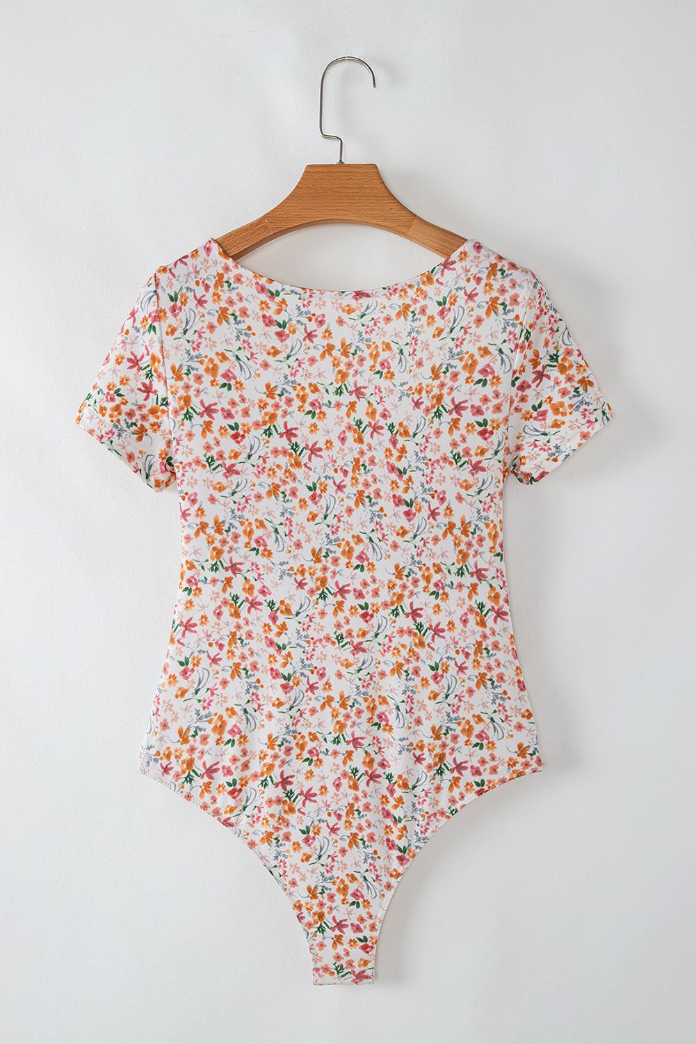 Orange Short Sleeve Floral Ruched Sweetheart Bodysuit-Tops/Bodysuits-[Adult]-[Female]-2022 Online Blue Zone Planet