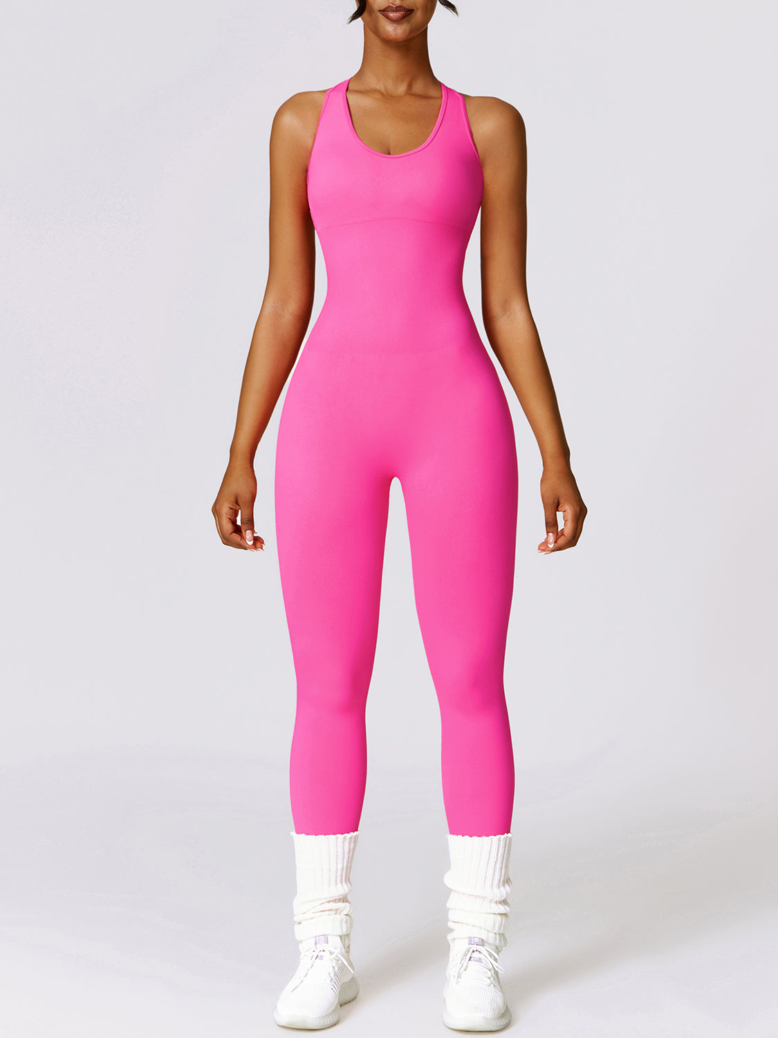 Basic Bae Sleeveless Cutout Racerback Active Jumpsuit-[Adult]-[Female]-Hot Pink-S-2022 Online Blue Zone Planet