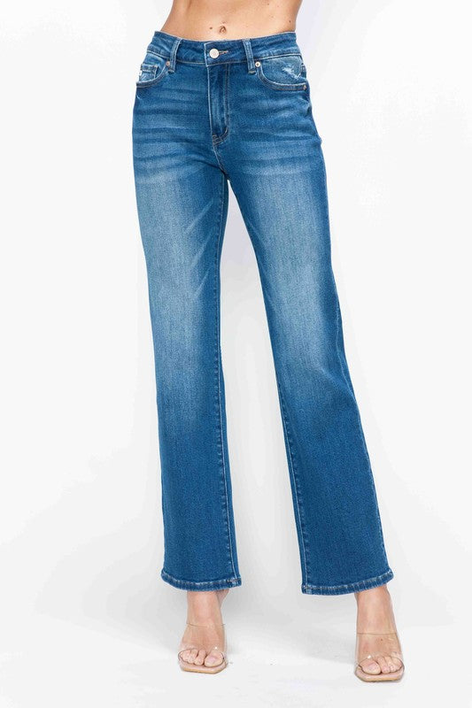 Blue Zone Planet | bytos Full Size Cat's Whiskers High Rise Straight Jeans-BOTTOMS SIZES SMALL MEDIUM LARGE-[Adult]-[Female]-Medium-1(25)-2022 Online Blue Zone Planet