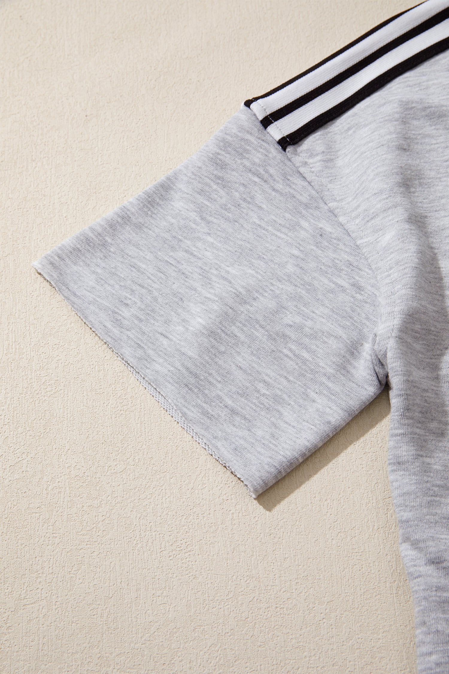 Light Grey Patchwork Detail Raw Edge Oversize Tee-Tops/Tops & Tees-[Adult]-[Female]-2022 Online Blue Zone Planet