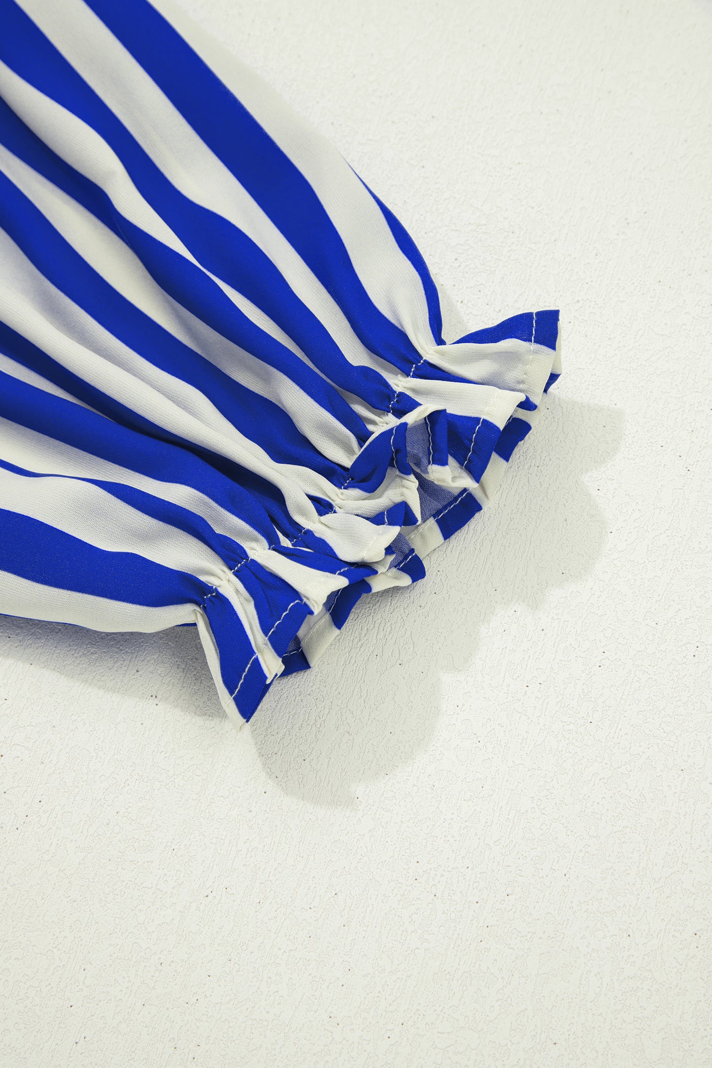 Sky Blue Stripe Balloon Sleeve Loose Button up Shirt-Tops/Blouses & Shirts-[Adult]-[Female]-2022 Online Blue Zone Planet