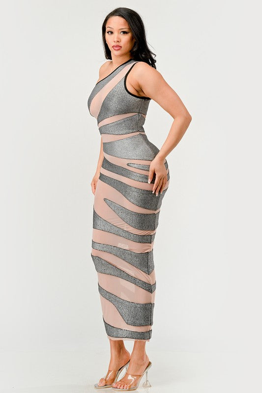 Metallic Bandage Mesh Insert Dress-[Adult]-[Female]-2022 Online Blue Zone Planet