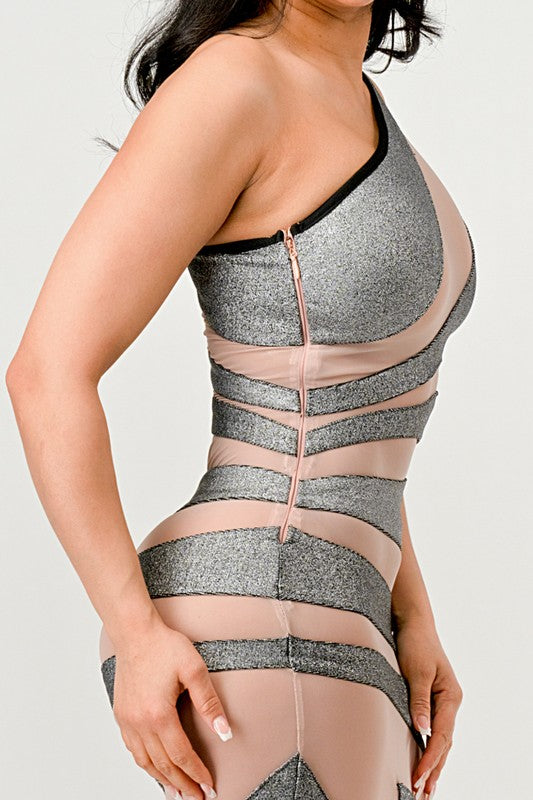 Metallic Bandage Mesh Insert Dress-[Adult]-[Female]-2022 Online Blue Zone Planet