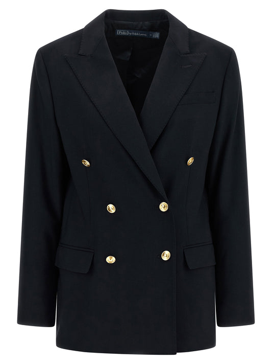 Polo Ralph Lauren Double-breasted Blazer-Jackets-[Adult]-[Female]-16-Blue-2022 Online Blue Zone Planet