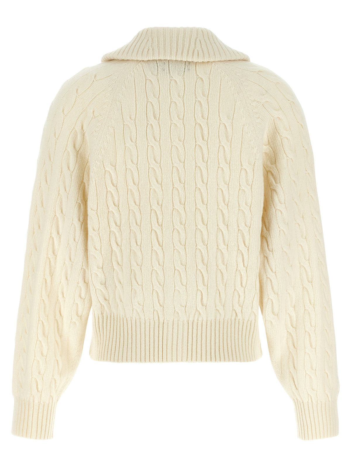 Polo Ralph Lauren White Braid Wool And Cashmere Cardigan